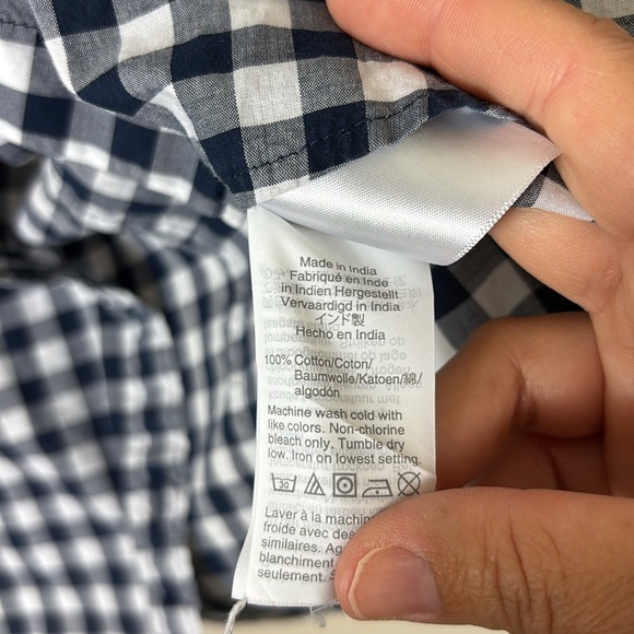 J. Crew Button Down in Gingham Check Navy Blue White size XS - Picture 7 of 9